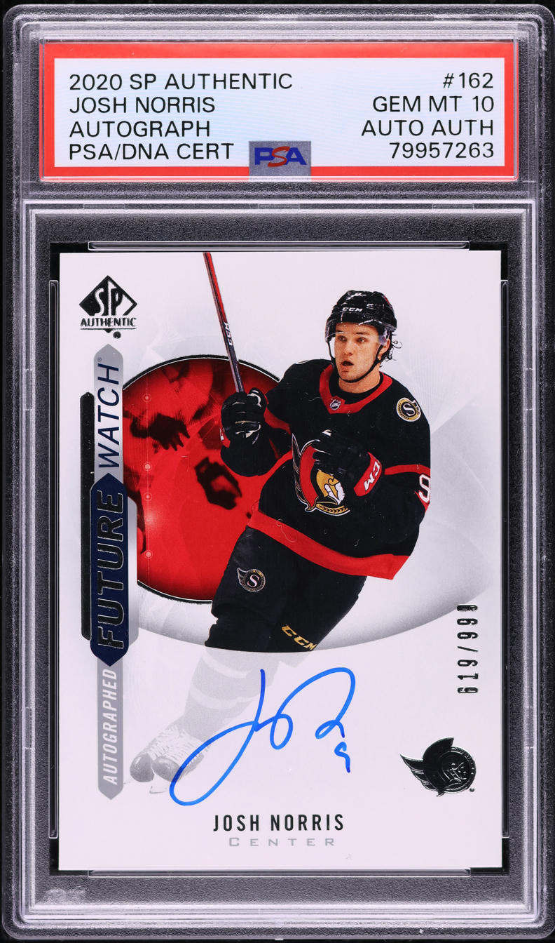 2020 SP Authentic Josh Norris ROOKIE AUTO /999 #162 PSA 10 GEM MINT