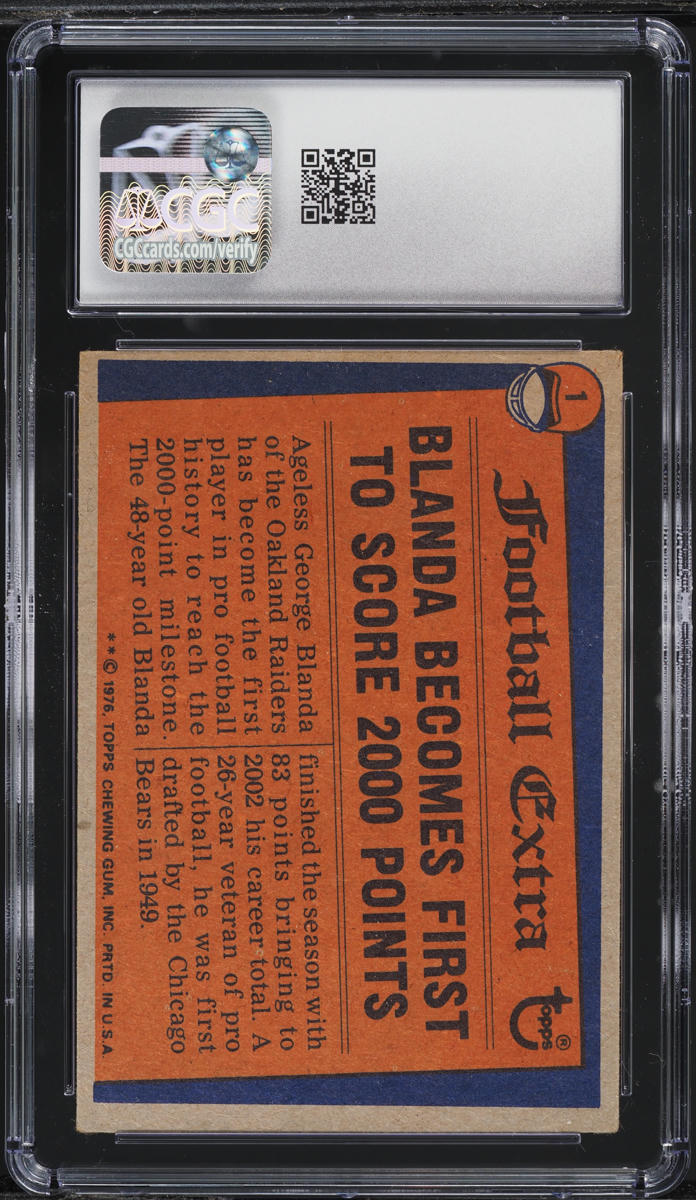 1976 Topps Football George Blanda RECORD BREAKER #1 CGC 5.5 EX+