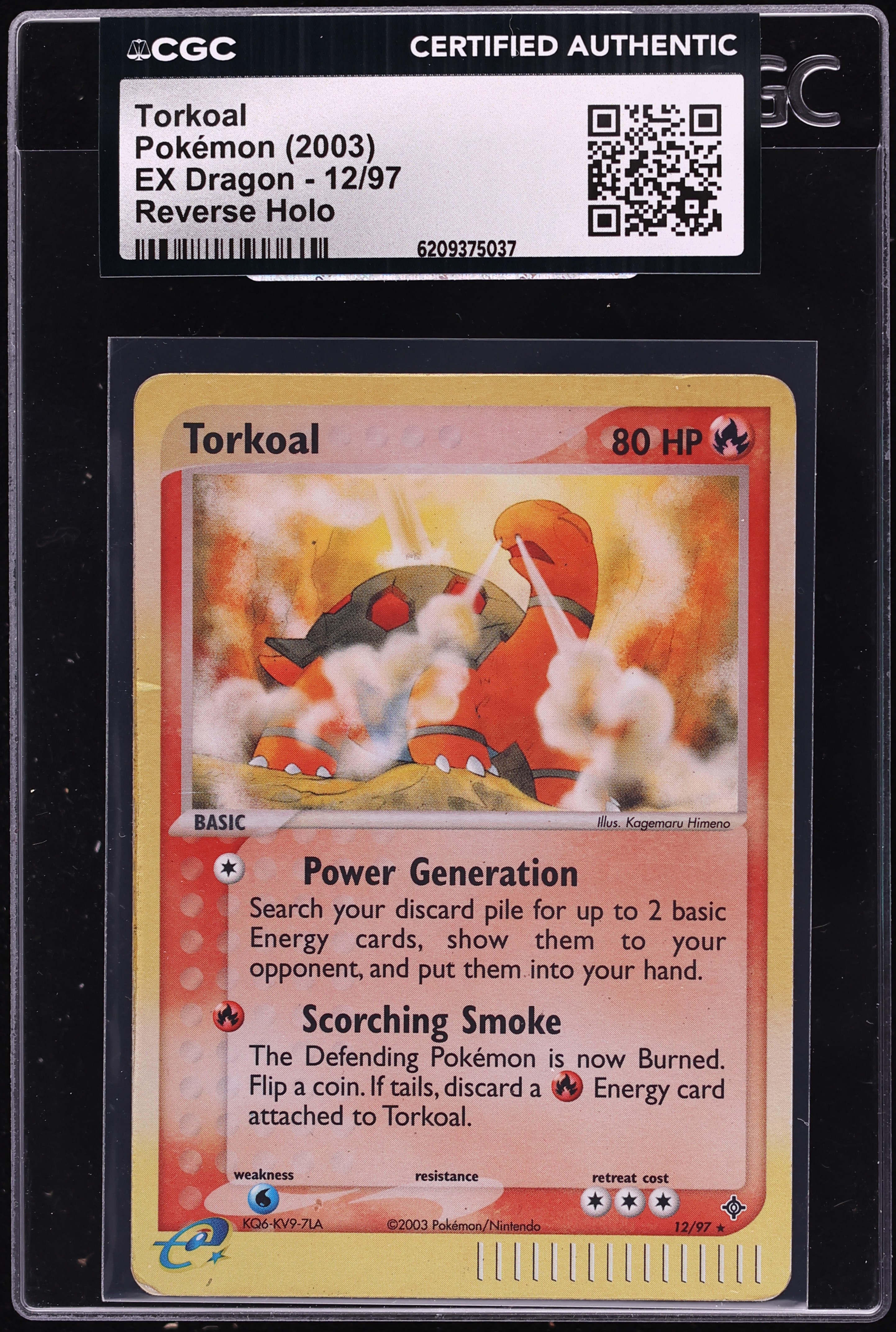 2003 Pokemon EX Dragon Reverse Holo Torkoal #12 CGC AUTH