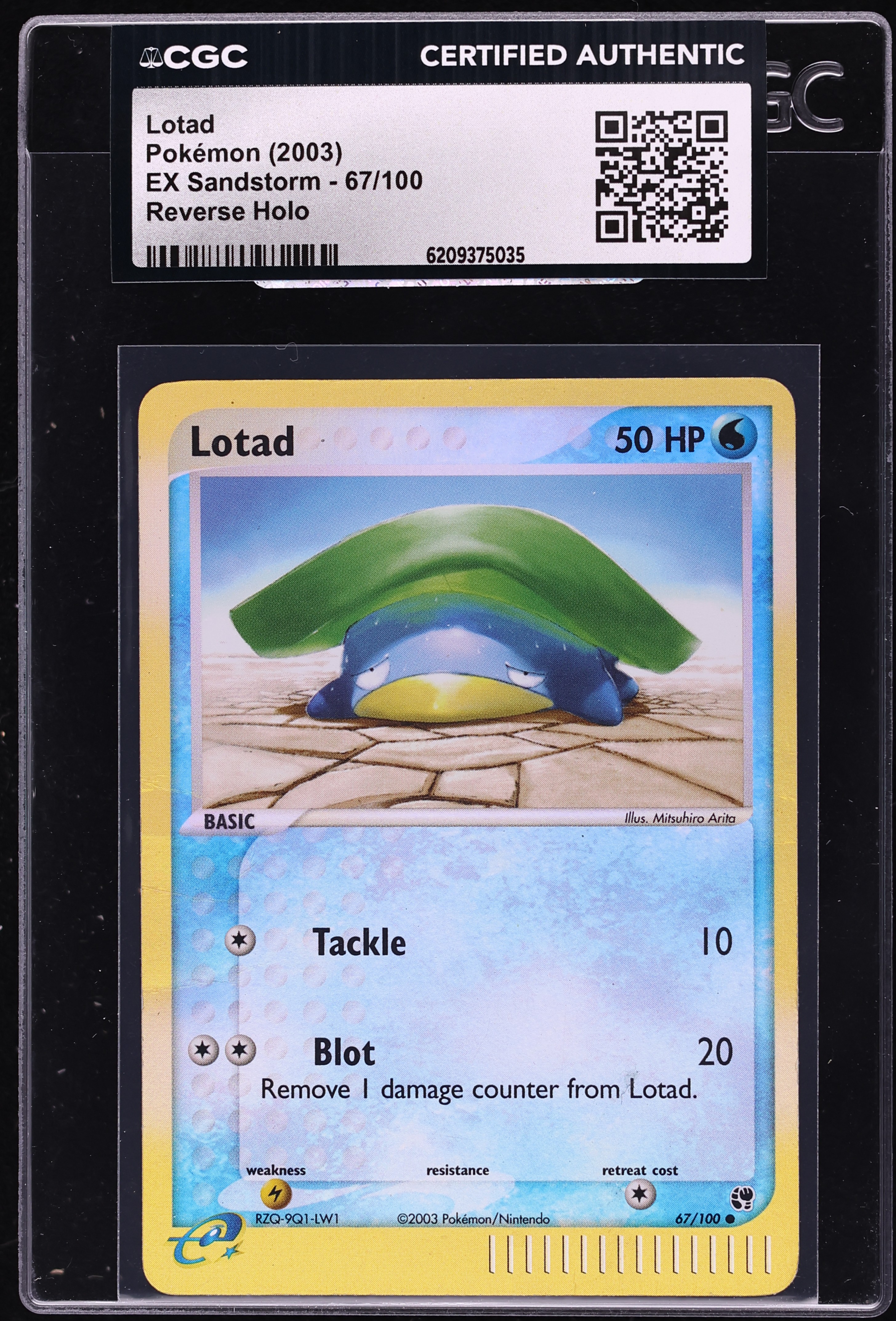 2003 Pokemon EX Sandstorm Reverse Holo Lotad #67 CGC AUTH