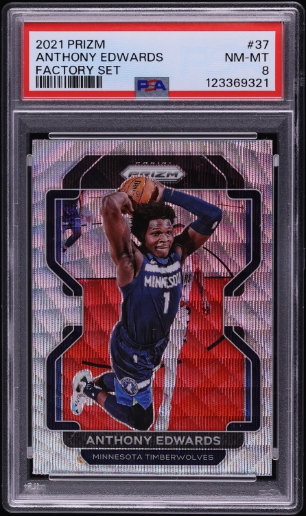 2021 Panini Prizm Factory Set Anthony Edwards #37 PSA 8 NM-MT