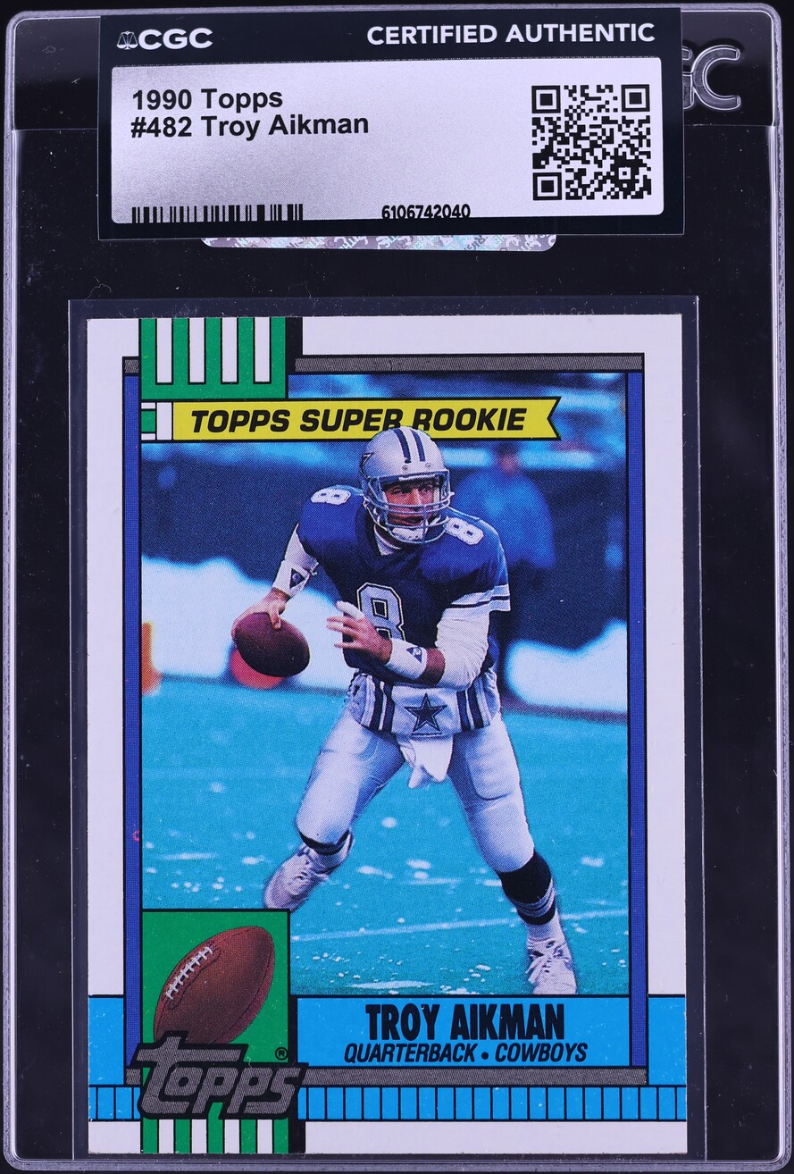 1990 Topps Football Troy Aikman ROOKIE #482 CGC AUTH