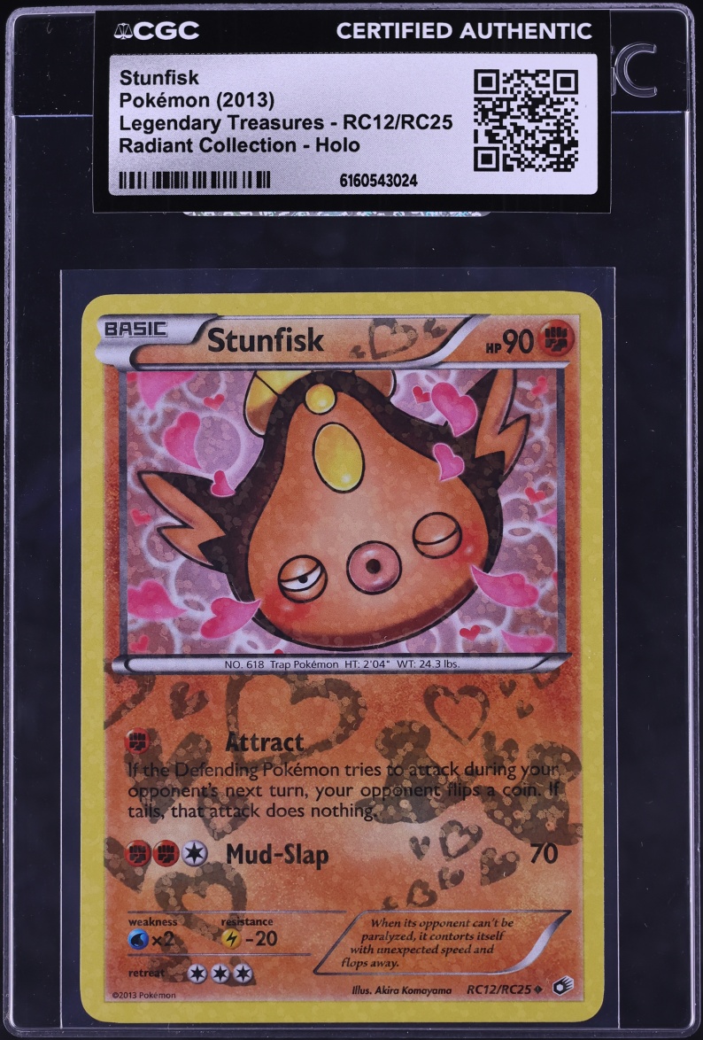 2013 Pokemon Black & White Legendary Treasures Radiant Collection Holo Stunfisk #RC12 CGC AUTH