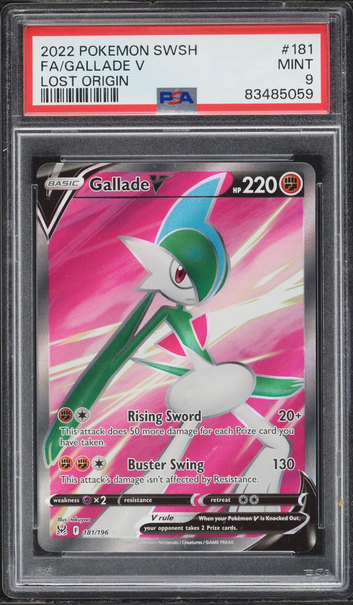 2022 Pokemon Sword & Shield Lost Origin Full Art Gallade V #181 PSA 9 MINT