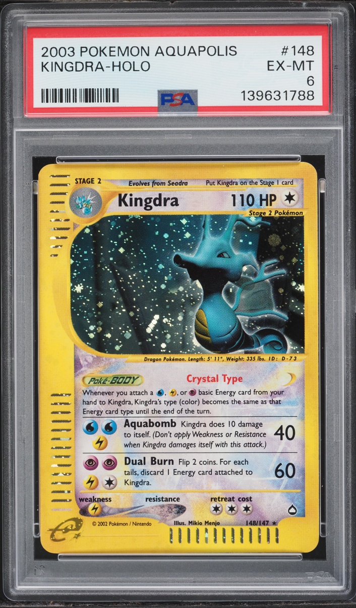 2003 Pokemon Aquapolis Holo Crystal Kingdra #148 PSA 6 EXMT