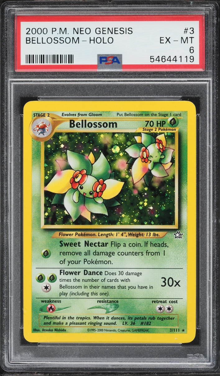 2000 Pokemon Neo Genesis Holo Bellossom #3 PSA 6 EXMT