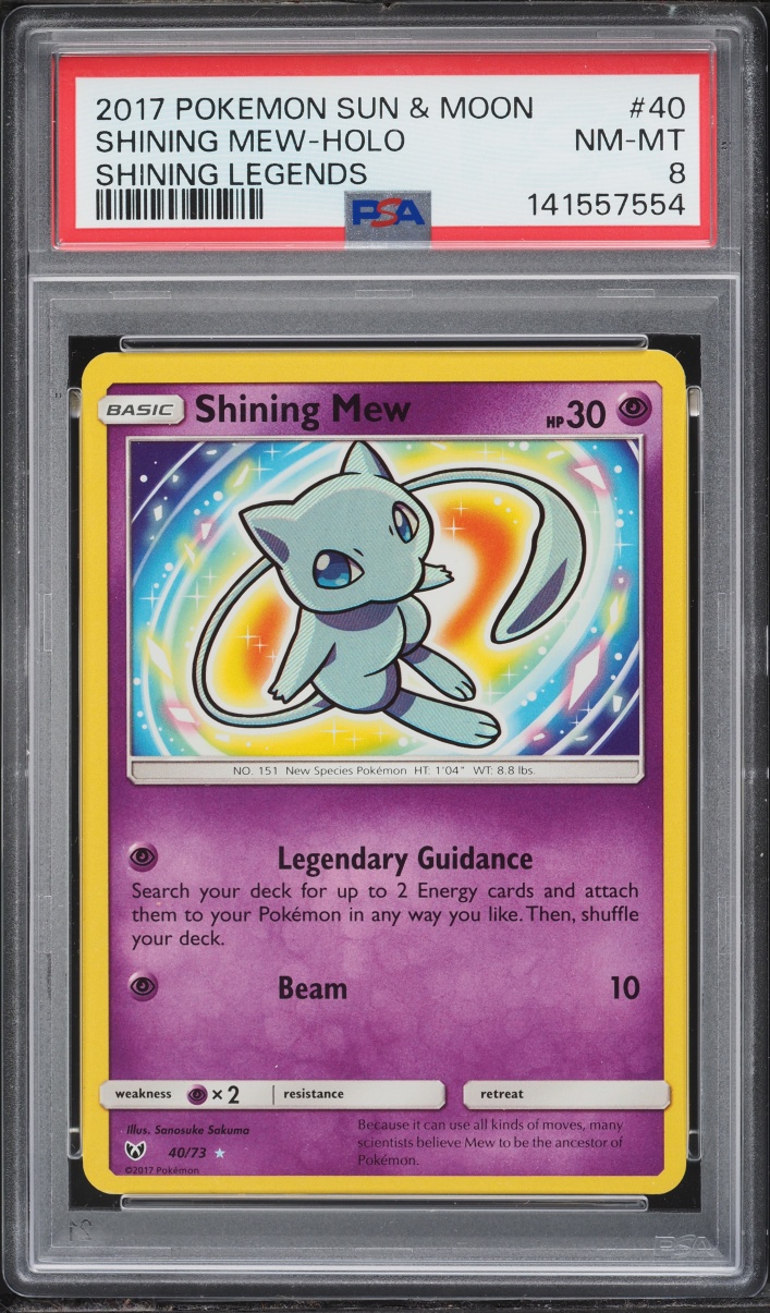 2017 Pokemon Sun & Moon Shining Legends Holo Shining Mew #40 PSA 8 NM-MT