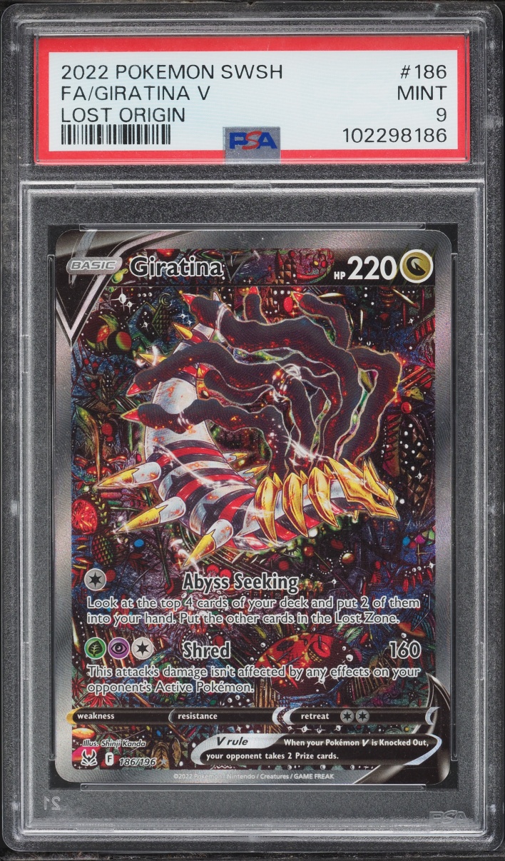 2022 Pokemon Sword & Shield Lost Origin Alt Art Giratina V #186 PSA 9 MINT