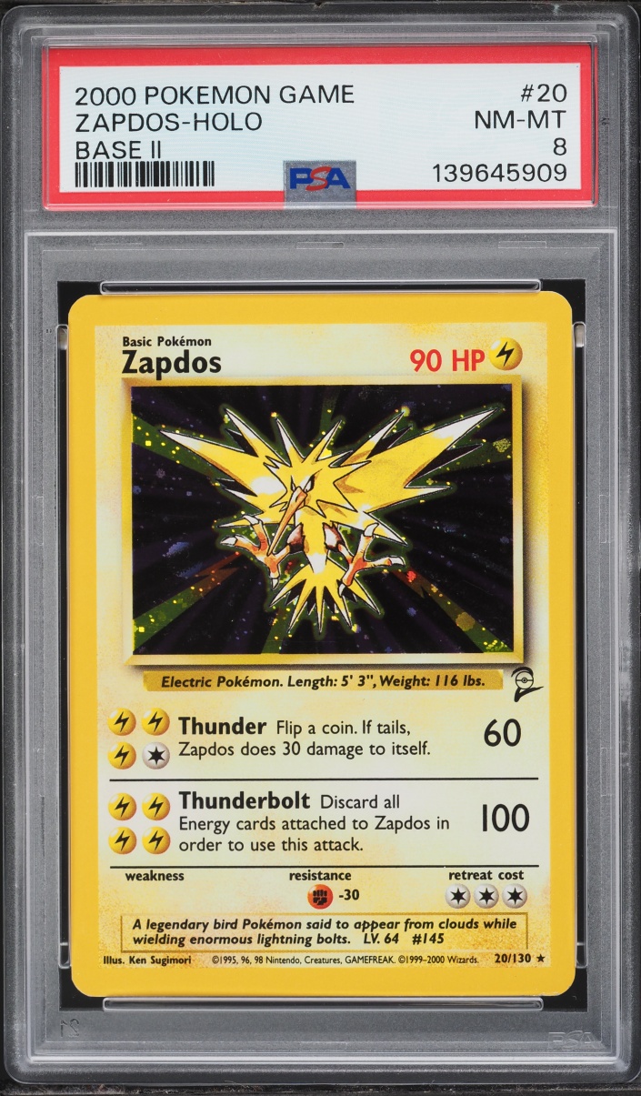 2000 Pokemon Base Set 2 Holo Zapdos #20 PSA 8 NM-MT