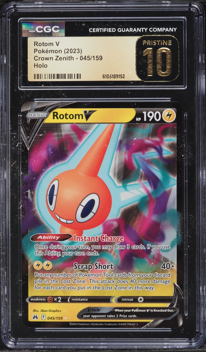 2023 Pokemon Sword & Shield Crown Zenith Rotom V #45 CGC 10 PRISTINE