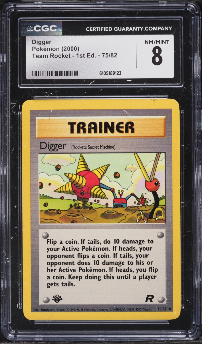 2000 Pokemon Team Rocket 1st Edition Digger #75 CGC 8 NM-MT