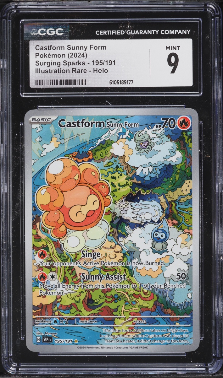 2024 Pokemon Scarlet & Violet Surging Sparks IR Castform Sunny Form #195 CGC 9 MINT