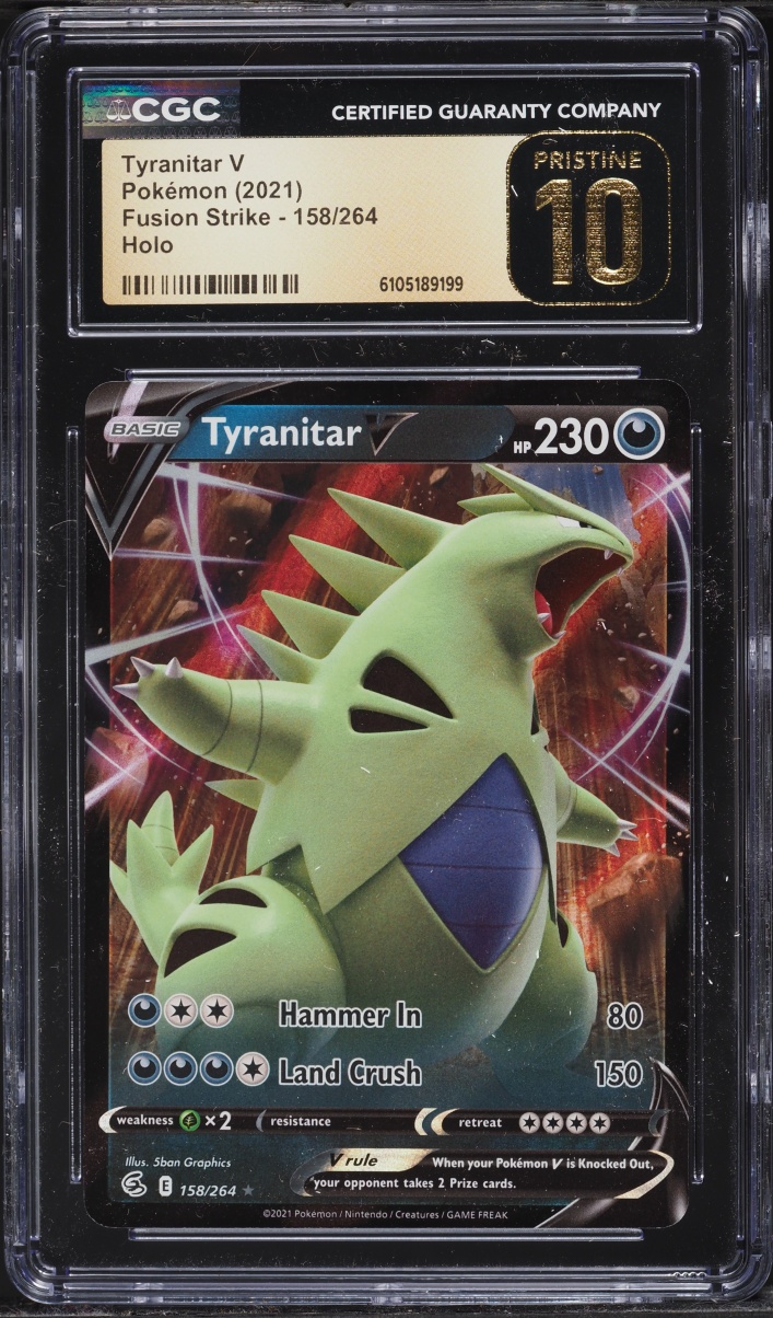 2021 Pokemon Sword & Shield Fusion Strike Full Art Tyranitar V #158 CGC 10 PRISTINE