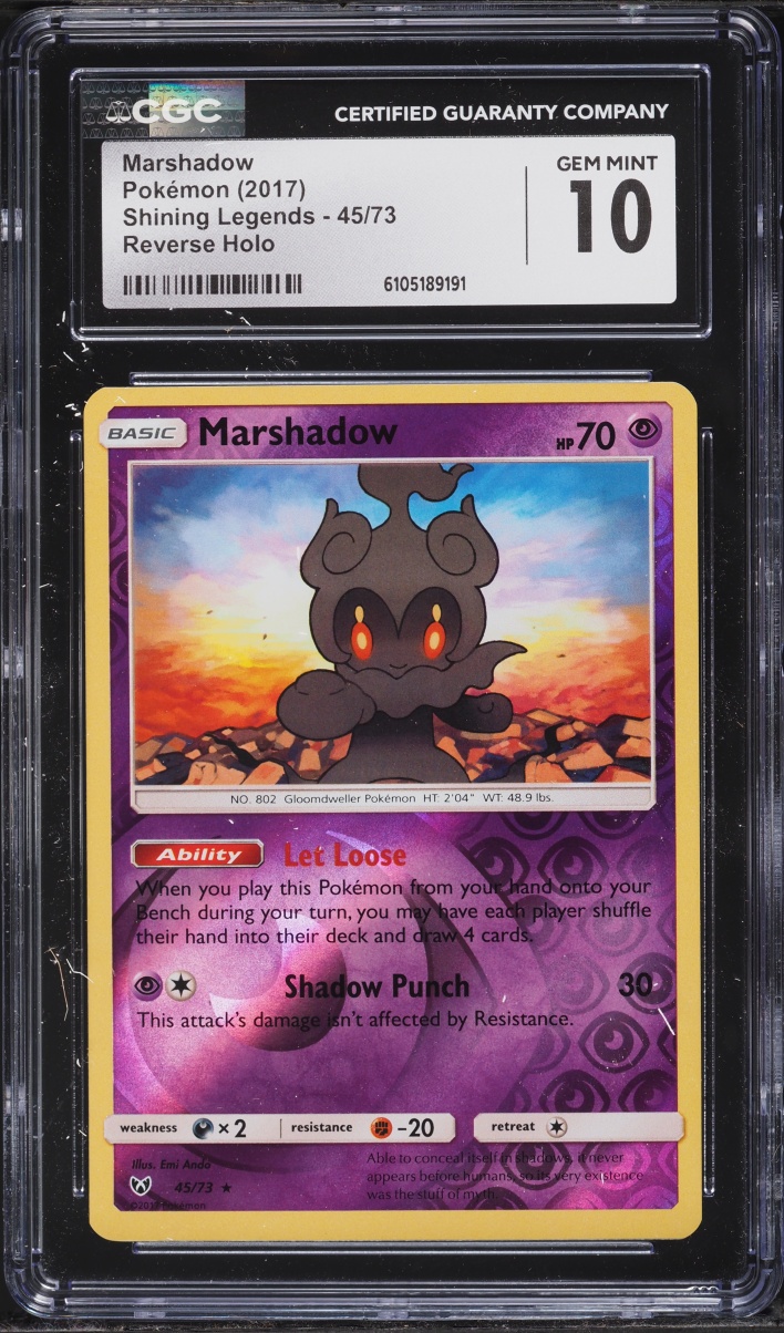 2017 Pokemon Sun & Moon Shining Legends Reverse Holo Marshadow #45 CGC 10 GEM MINT