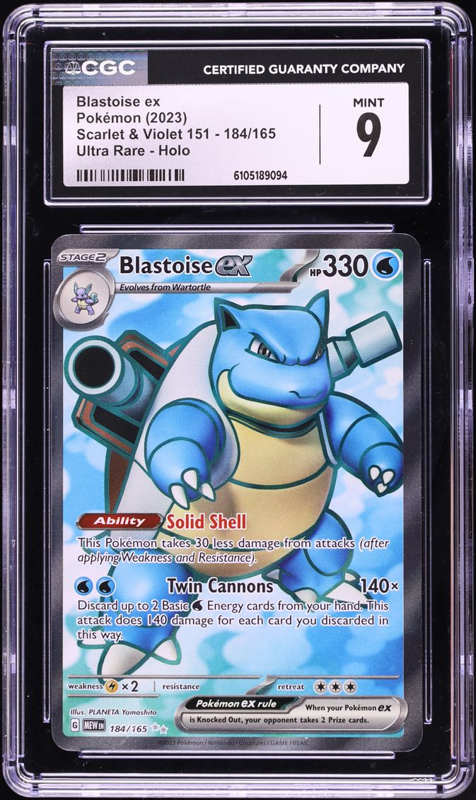 2023 Pokemon Scarlet & Violet 151 Full Art Blastoise EX #184 CGC 9 MINT