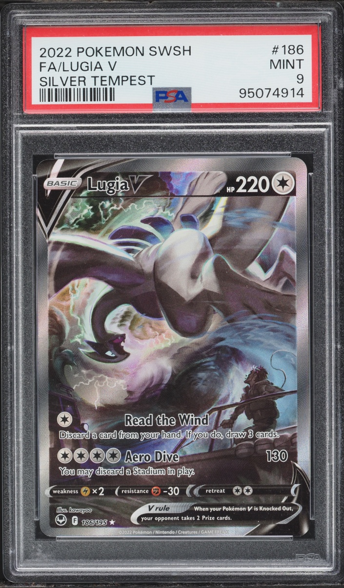 2022 Pokemon Sword & Shield Silver Tempest Alt Art Lugia V #186 PSA 9 MINT