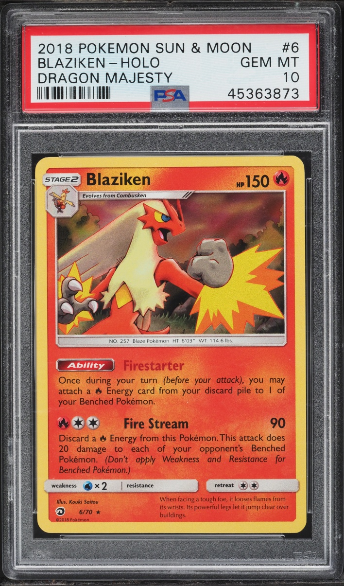 2018 Pokemon Sun & Moon Dragon Majesty Holo Blaziken #6 PSA 10 GEM MINT