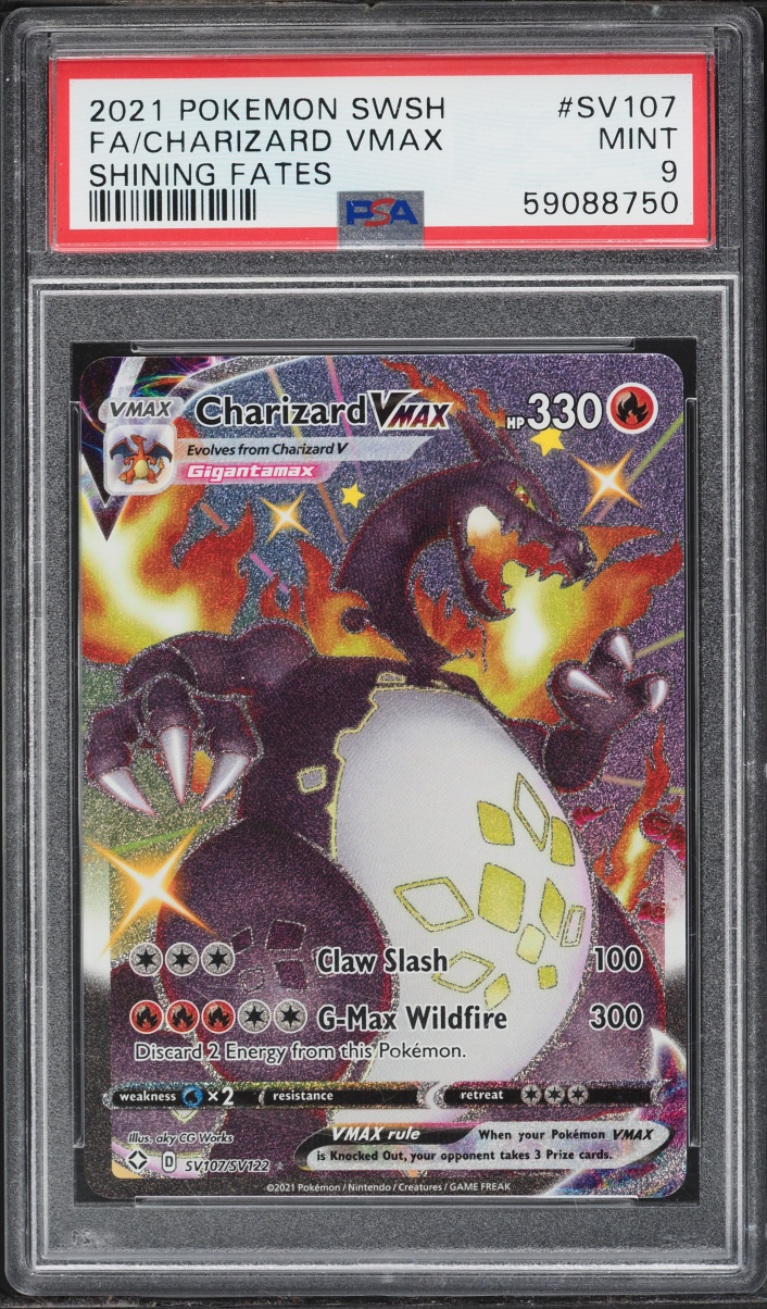 2021 Pokemon Sword & Shield Shining Fates Shiny Vault Full Art Charizard VMAX #SV107 PSA 9 MINT