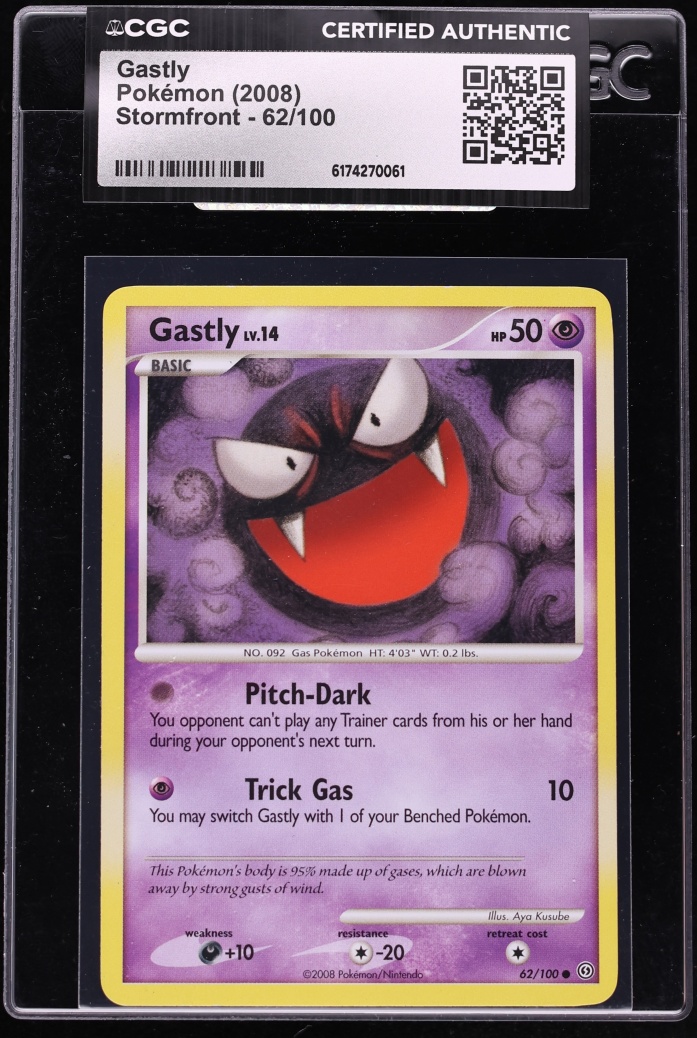 2008 Pokemon Diamond & Pearl Stormfront Gastly #62 CGC AUTH