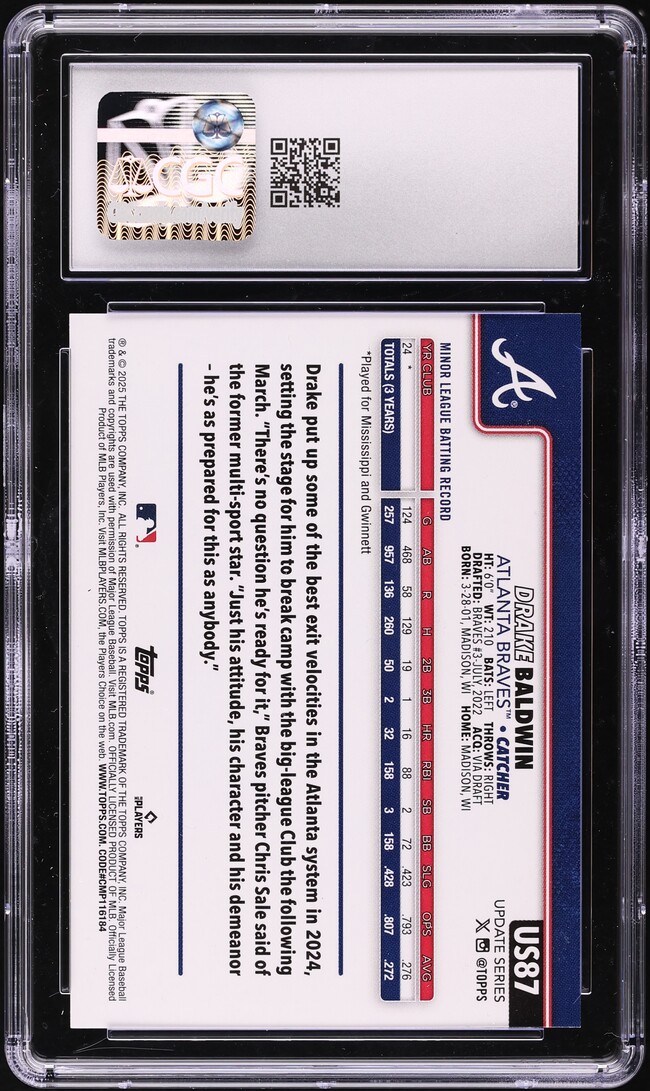 2025 Topps Update Drake Baldwin ROOKIE #US87 CGC 9 MINT