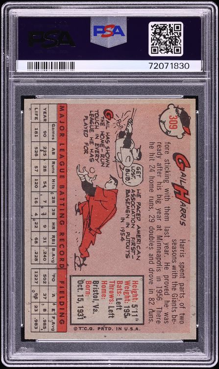 1958 Topps Gail Harris #309 PSA 9 MINT
