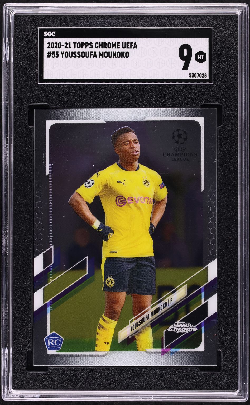 2020 Topps Chrome UEFA Champions League Youssoufa Moukoko ROOKIE #55 SGC 9 MINT