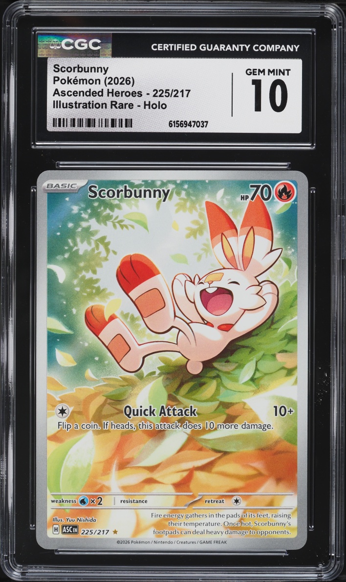 2026 Pokemon Mega Evolution Ascended Heroes IR Scorbunny #225 CGC 10 GEM MINT