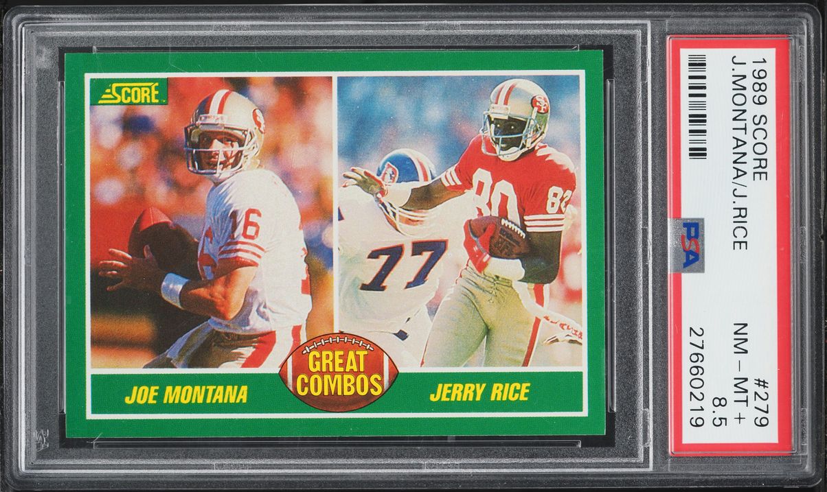 1989 Score Football Joe Montana & Jerry Rice GREAT COMBOS #279 PSA 8.5 NM-MT+