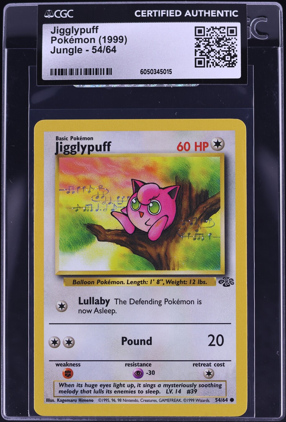 1999 Pokemon Jungle Jigglypuff #54 CGC AUTH