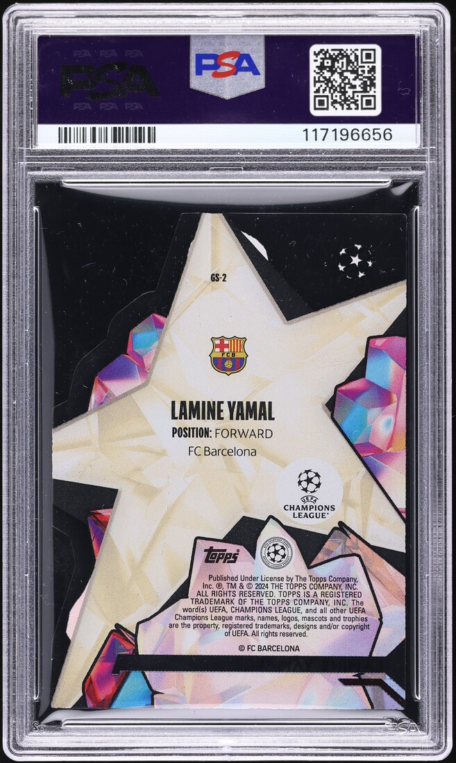 2023 Topps Crystal Premium UEFA Gold Star Die-Cut Lamine Yamal ROOKIE #GS2 PSA 9 MINT