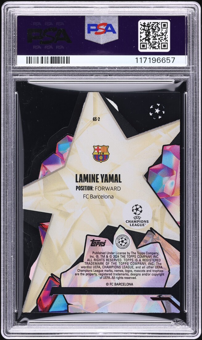 2023 Topps Crystal Premium UEFA Gold Star Die-Cut Lamine Yamal ROOKIE #GS2 PSA 9 MINT