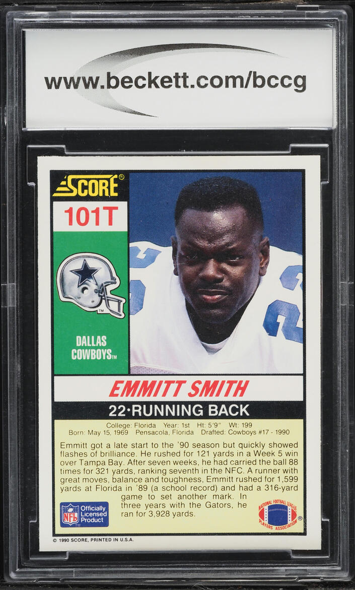 1990 Score Supplemental Emmitt Smith ROOKIE #101T BCCG 10