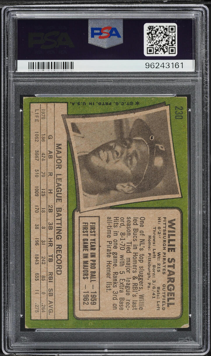 1971 Topps Willie Stargell #230 PSA 3 VG