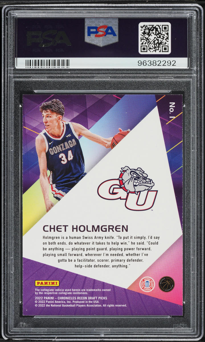 2022 Panini Chronicles Draft Picks Recon Chet Holmgren ROOKIE #1 PSA 9 MINT