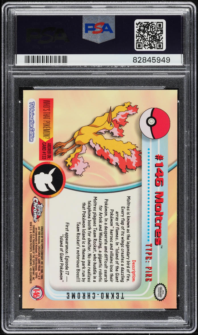 2000 Topps Chrome Pokemon Series 2 Tekno Moltres #146 PSA 9 MINT