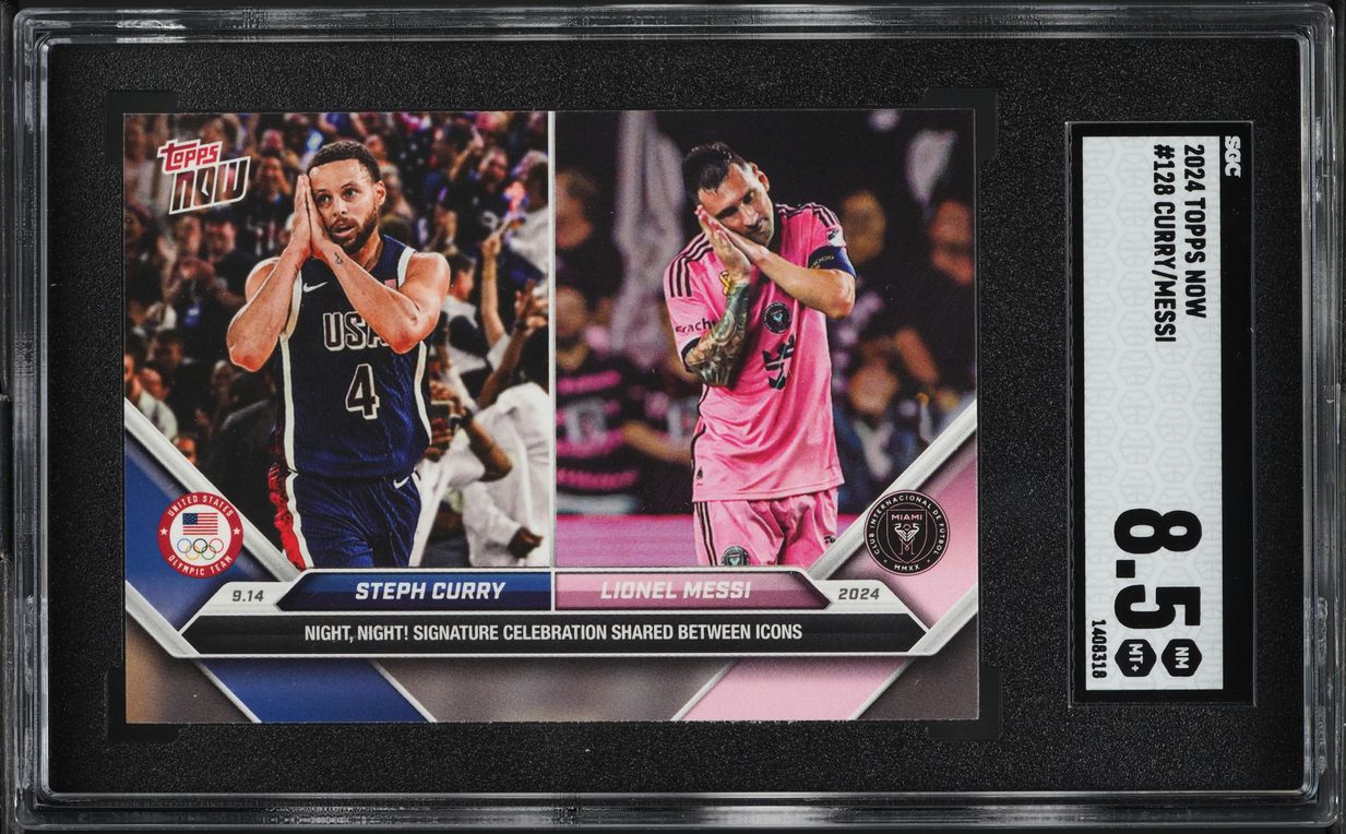 2024 Topps Now Stephen Curry & Lionel Messi #128 SGC 8.5 NM-MT+
