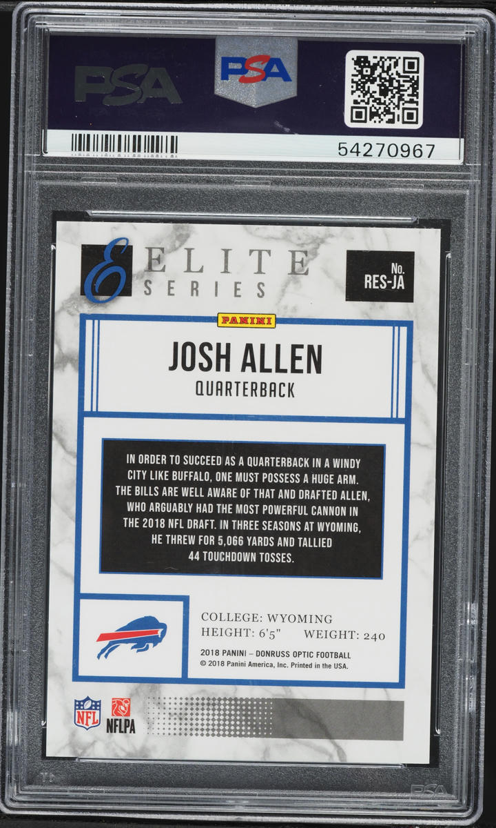2018 Donruss Optic Elite Series Josh Allen ROOKIE #RES-JA PSA 10 GEM MINT