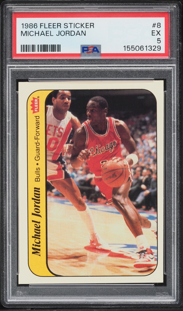 1986 Fleer Sticker Michael Jordan ROOKIE #8 PSA 5 EX