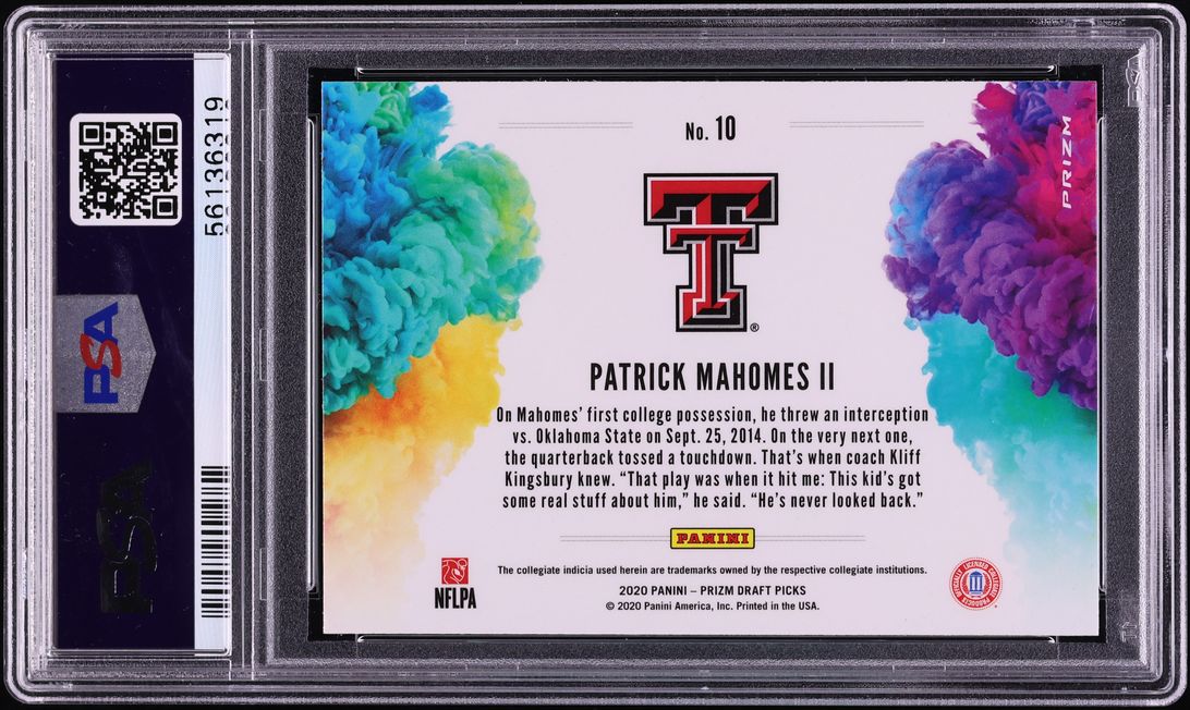 2020 Panini Prizm Draft Picks Color Blast Patrick Mahomes II #10 PSA 10 GEM MINT - Photo 2