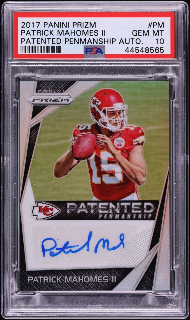 2017 Panini Prizm Patented Penmanship Patrick Mahomes II AUTO /10 #PM PSA 10 GEM MINT