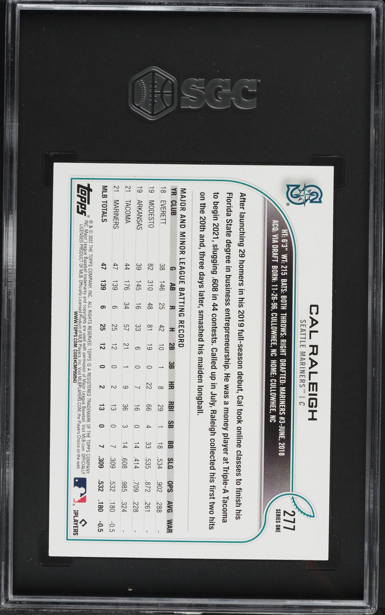 2022 Topps Cal Raleigh ROOKIE #277 SGC 9.5 MINT+