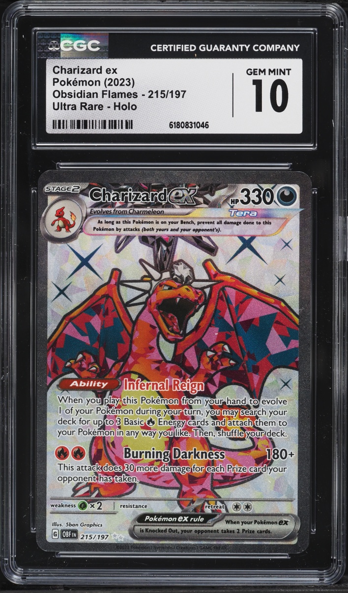 2023 Pokemon Scarlet & Violet Obsidian Flames Full Art Charizard EX #215 CGC 10 GEM MINT