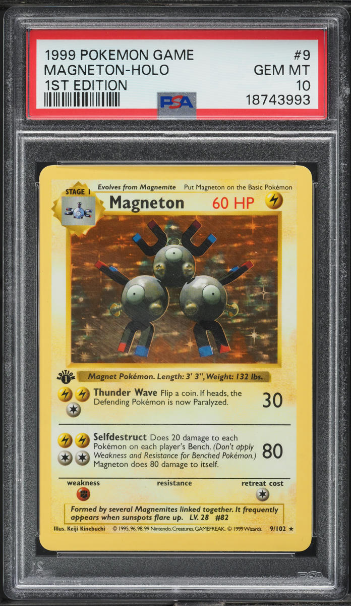 1999 Pokemon Base Set Shadowless 1st Edition Holo Magneton #9 PSA 10 GEM MINT