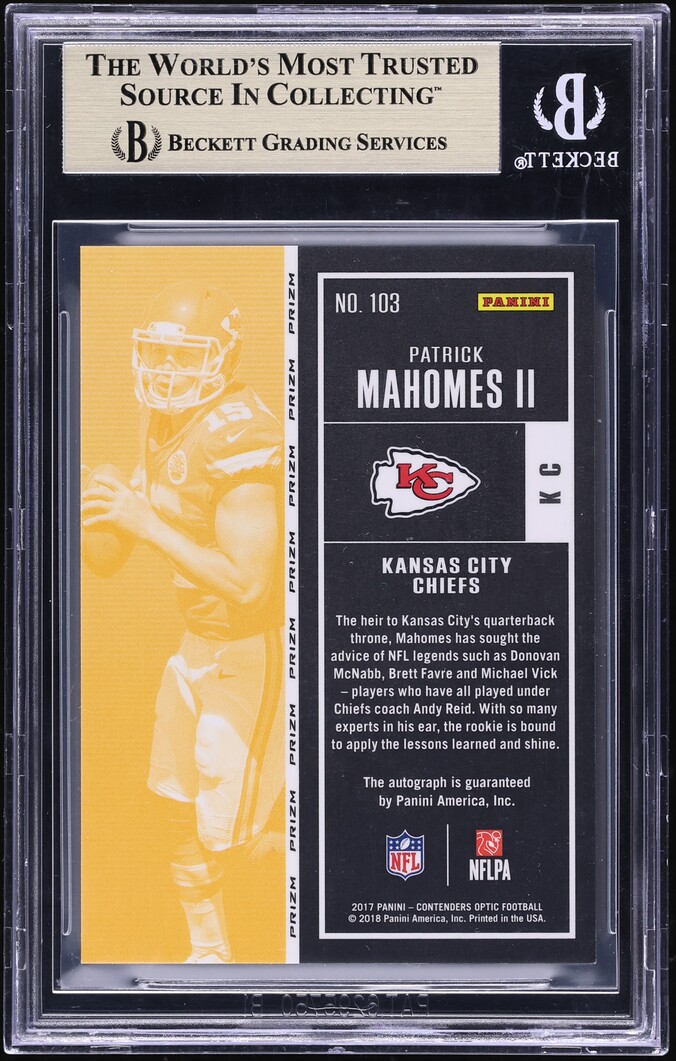 2017 Panini Contenders Optic Patrick Mahomes II ROOKIE AUTO #103 BGS 9.5 GEM MINT