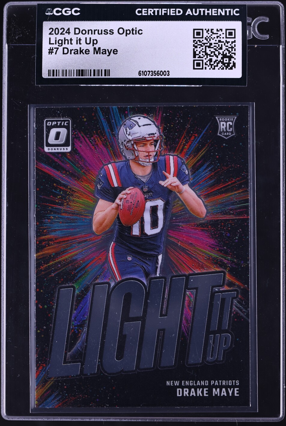 2024 Donruss Optic Light It Up Drake Maye ROOKIE #7 CGC AUTH
