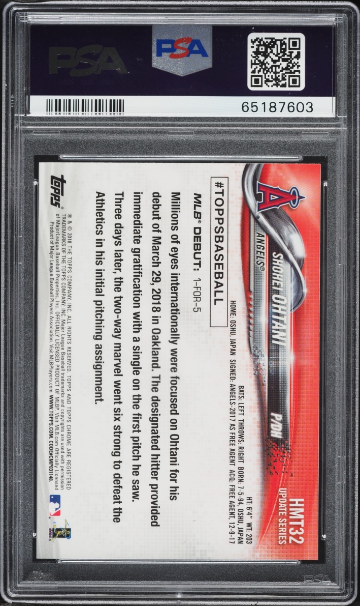 2018 Topps Chrome Update Shohei Ohtani ROOKIE #HMT32 PSA 10 GEM MINT