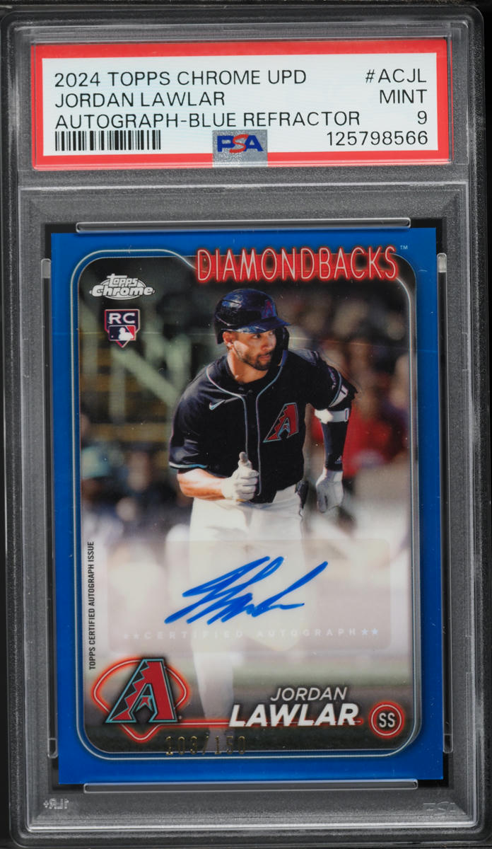 2024 Topps Chrome Update Series Blue Refractor Jordan Lawlar ROOKIE AUTO /150 #ACJL PSA 9 MINT