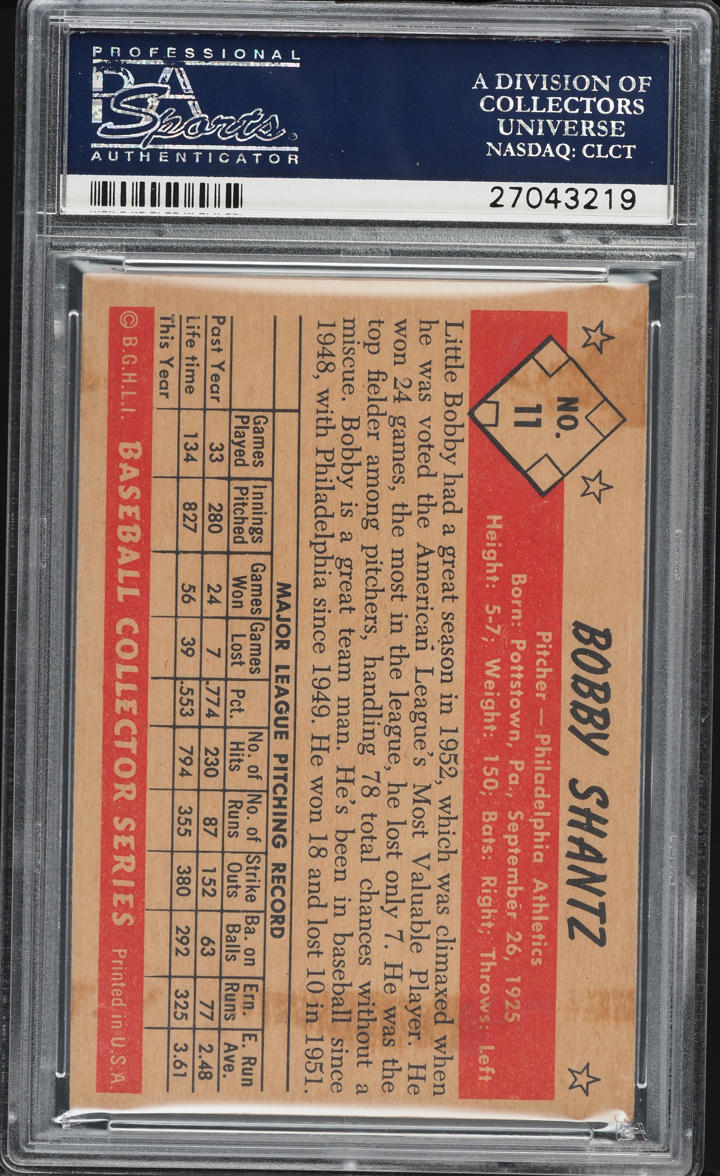 1953 Bowman Color Bobby Shantz #11 PSA 5 EX