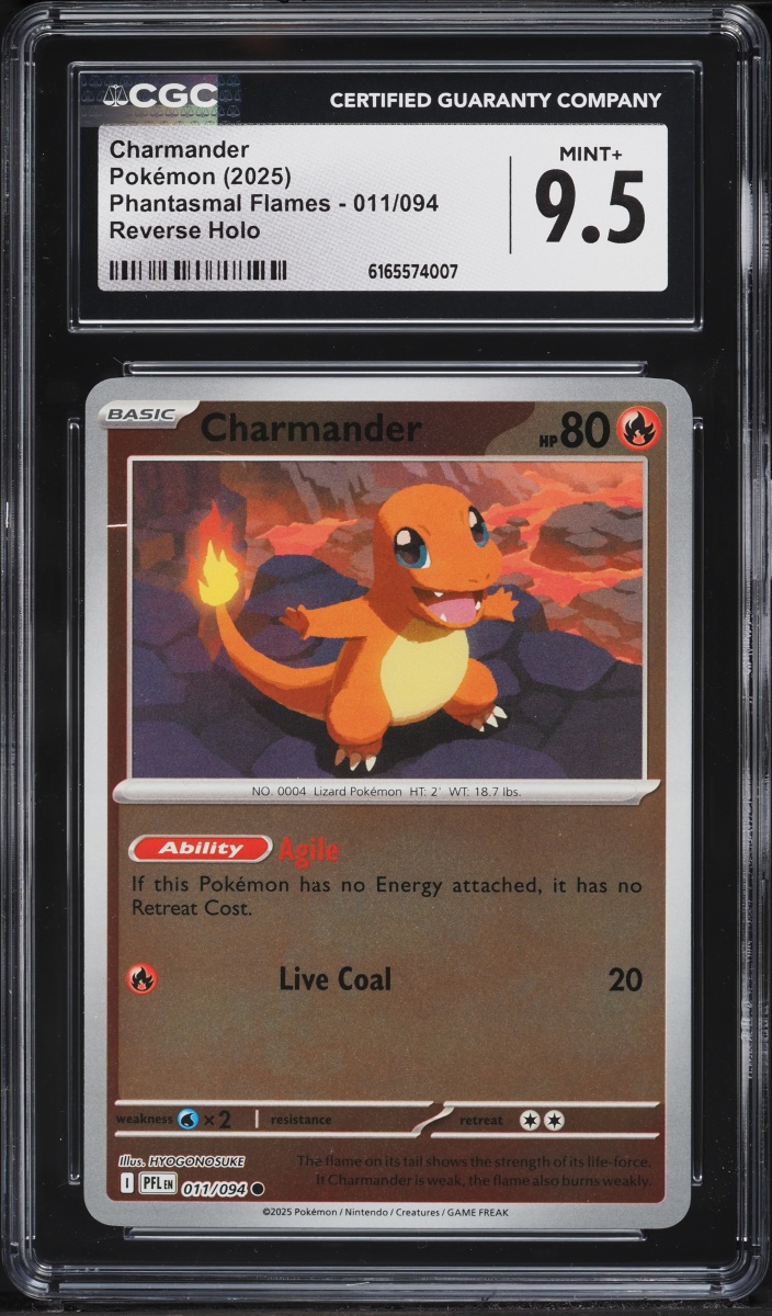 2025 Pokemon Mega Evolution Phantasmal Flames Reverse Holo Charmander #11 CGC 9.5 MINT+