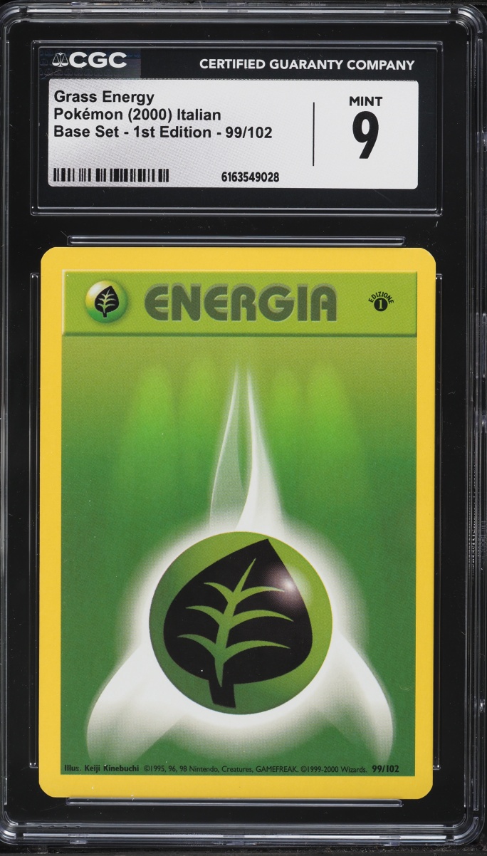 2000 Pokemon Italian Base Set 1st Edition Grass Energy #99 CGC 9 MINT